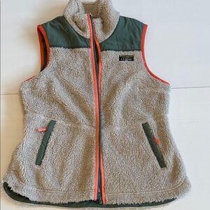L.L. Bean Fleece Vest with Green and Orange Trim